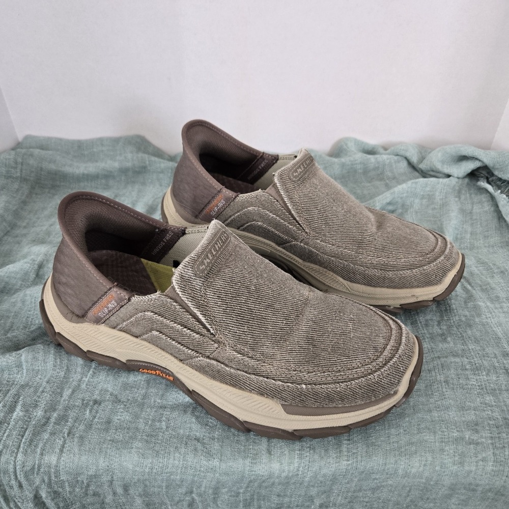 Skechers Men's Hand Free Slip-ins Canvas Casual Walking Shoes Goga mat Arch 8.5